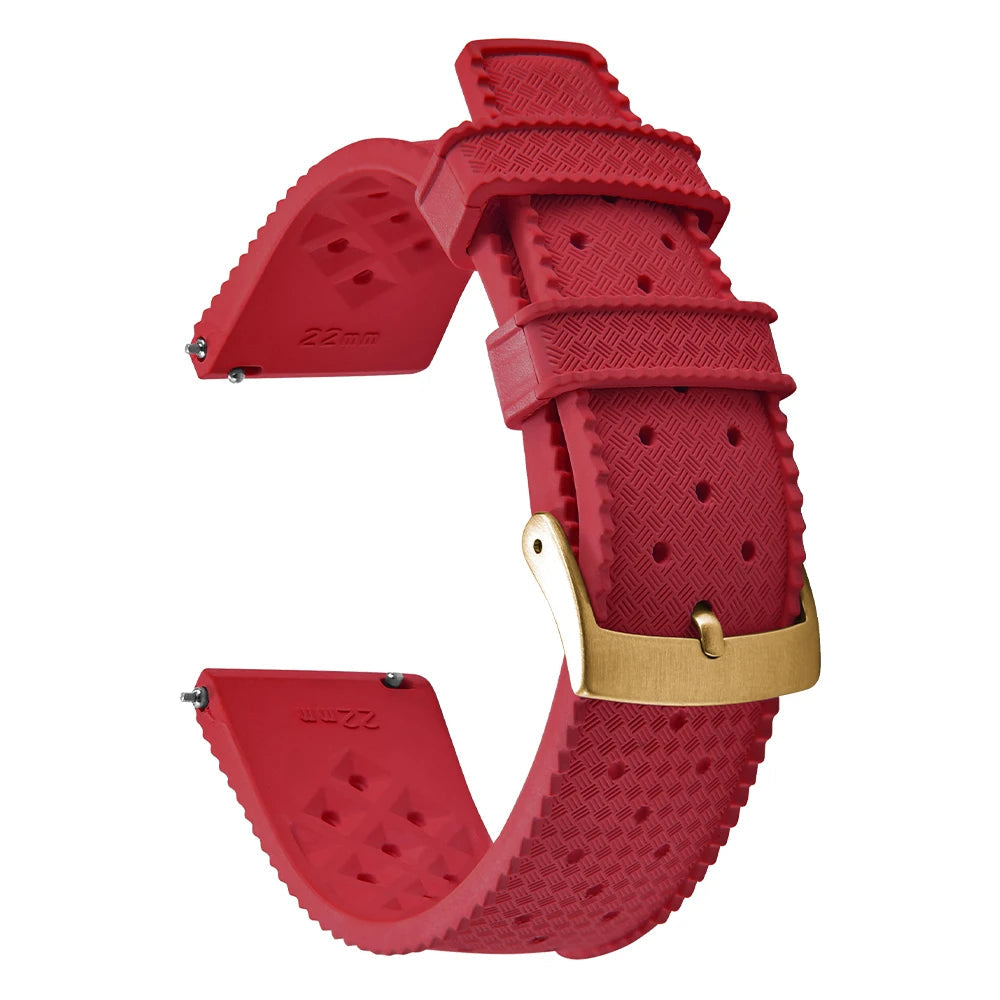 Vintage Tropical FKM Rubber Watch Strap for Seiko SKX007, 62MAS, & Tudor Black Bay STRAPS