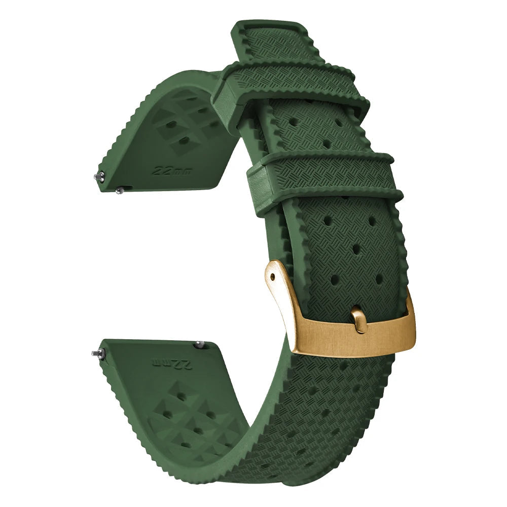 Vintage Tropical FKM Rubber Watch Strap for Seiko SKX007, 62MAS, & Tudor Black Bay STRAPS