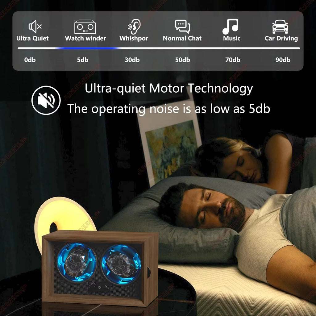USB Powered Watch Winder - Wood Case with Ultra-Quiet Motor STRAPS