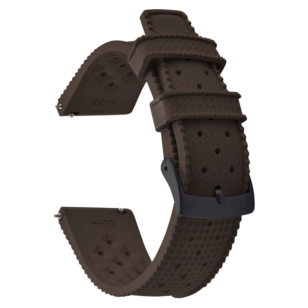 Vintage Tropical FKM Rubber Watch Strap for Seiko SKX007, 62MAS, & Tudor Black Bay STRAPS