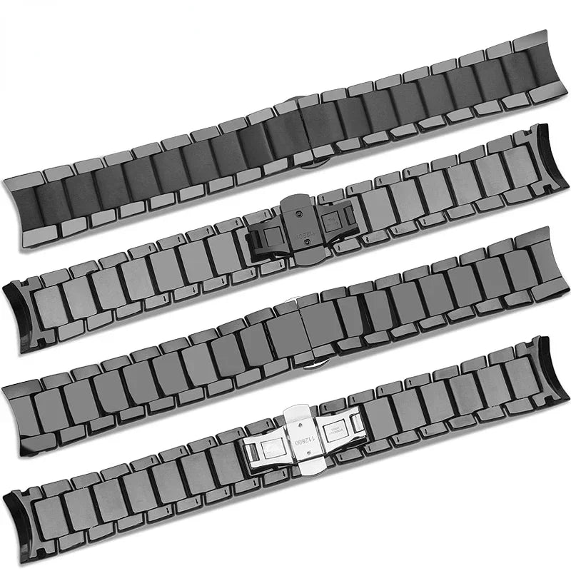 Ceramic Watch Strap for Emporio Armani AR1451 AR1452 AR1400 AR1410 24mm Matte/Bright Black Band