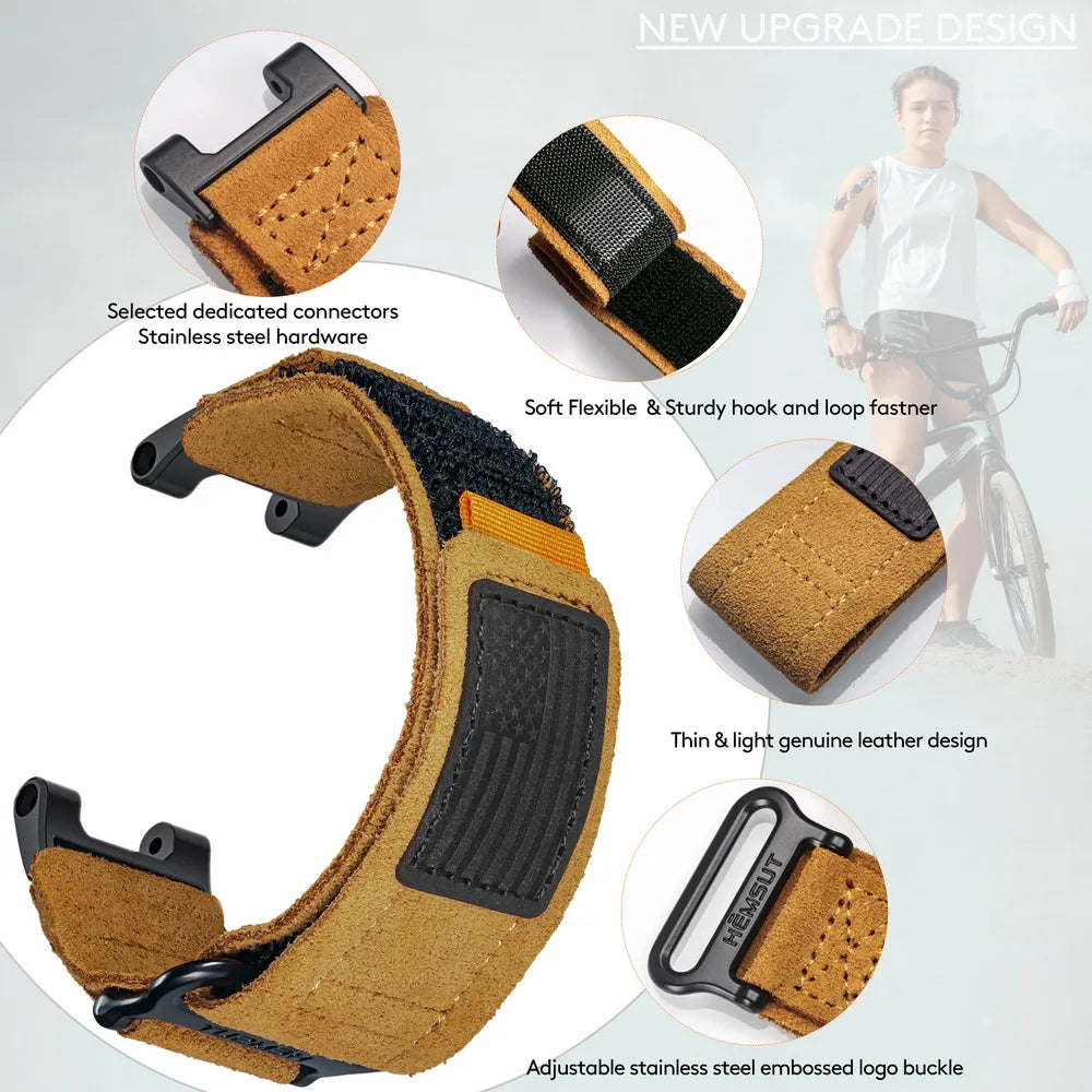 Genuine Suede Leather Strap for Amazfit T-Rex 3, T-Rex 2, T-Rex Pro & T-Rex STRAPS