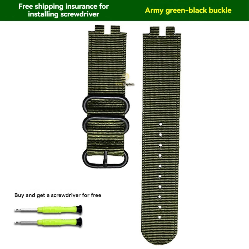 Nylon Canvas Strap for Casio PROTREK PRW-3000/3100/6000/6100Y With Tools 180mm Band STRAPS
