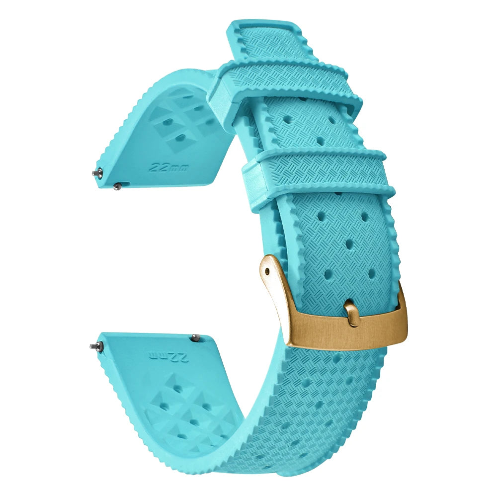 Vintage Tropical FKM Rubber Watch Strap for Seiko SKX007, 62MAS, & Tudor Black Bay STRAPS