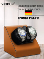 2-Slot Automatic Watch Winder - Leather Case with Mabuchi Motor STRAPS