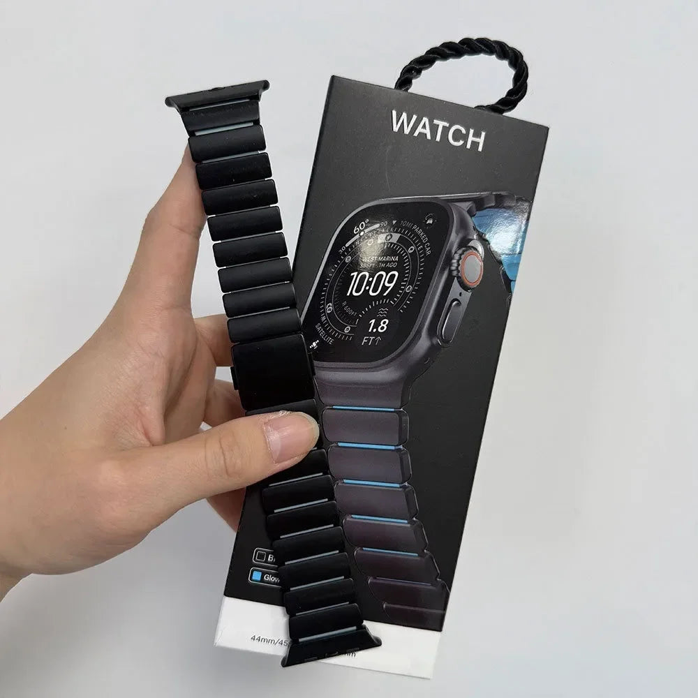 Apple Watch Ultra 3 Titanium & Magnetic Rubber Strap | Series 11 10 9 8 7 SE Models
