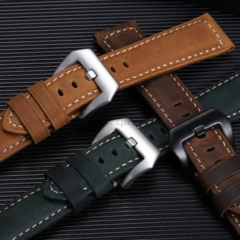Genuine Leather Watch Band for Panerai – Crazy Horse Cowhide Strap 20mm 22mm 24mm 26mm STRAPS