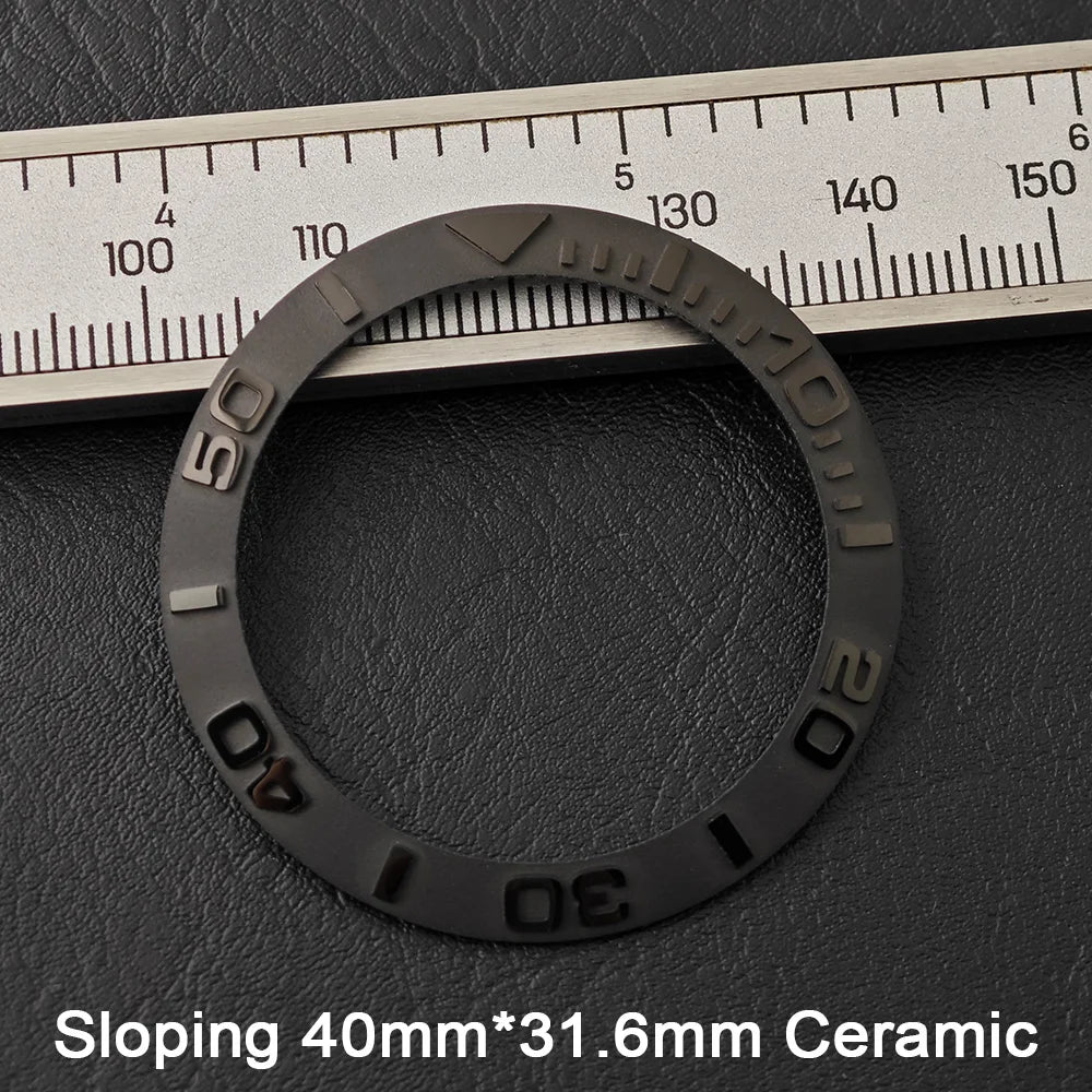 40*31.6mm Sloping Blue-Green Luminous Ceramic & Aluminum Bezel Insert for Divers Watches STRAPS