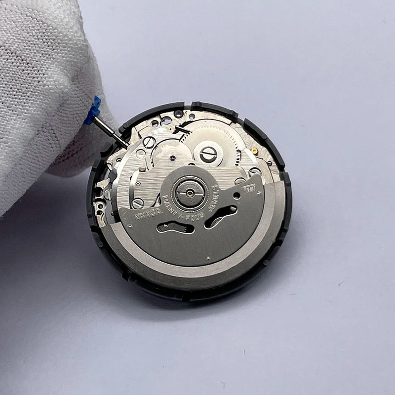 Original Japan NH35A Automatic Mechanical Movement - Black Datewheel, 24 Jewels
