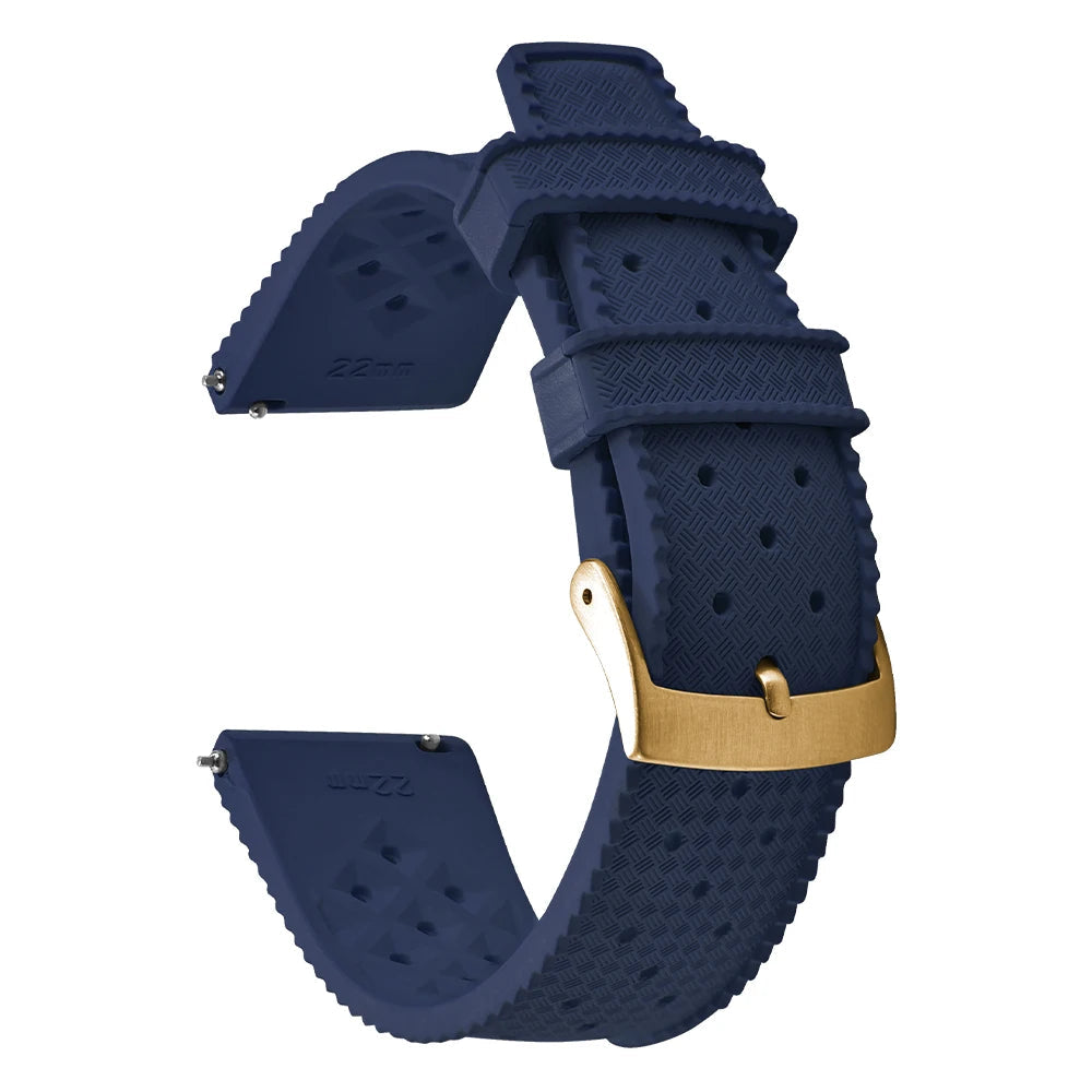 Vintage Tropical FKM Rubber Watch Strap for Seiko SKX007, 62MAS, & Tudor Black Bay STRAPS