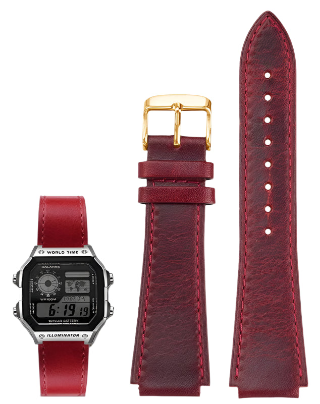 Retro Genuine Leather Watchband - 18mm Convex - Casio AE1200/AE1300/A158W/A168