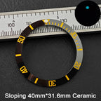 40*31.6mm Sloping Blue-Green Luminous Ceramic & Aluminum Bezel Insert for Divers Watches STRAPS