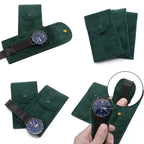 Flannel Watch Pouch - Single Watch Travel Case with Copper Buckle STRAPS
