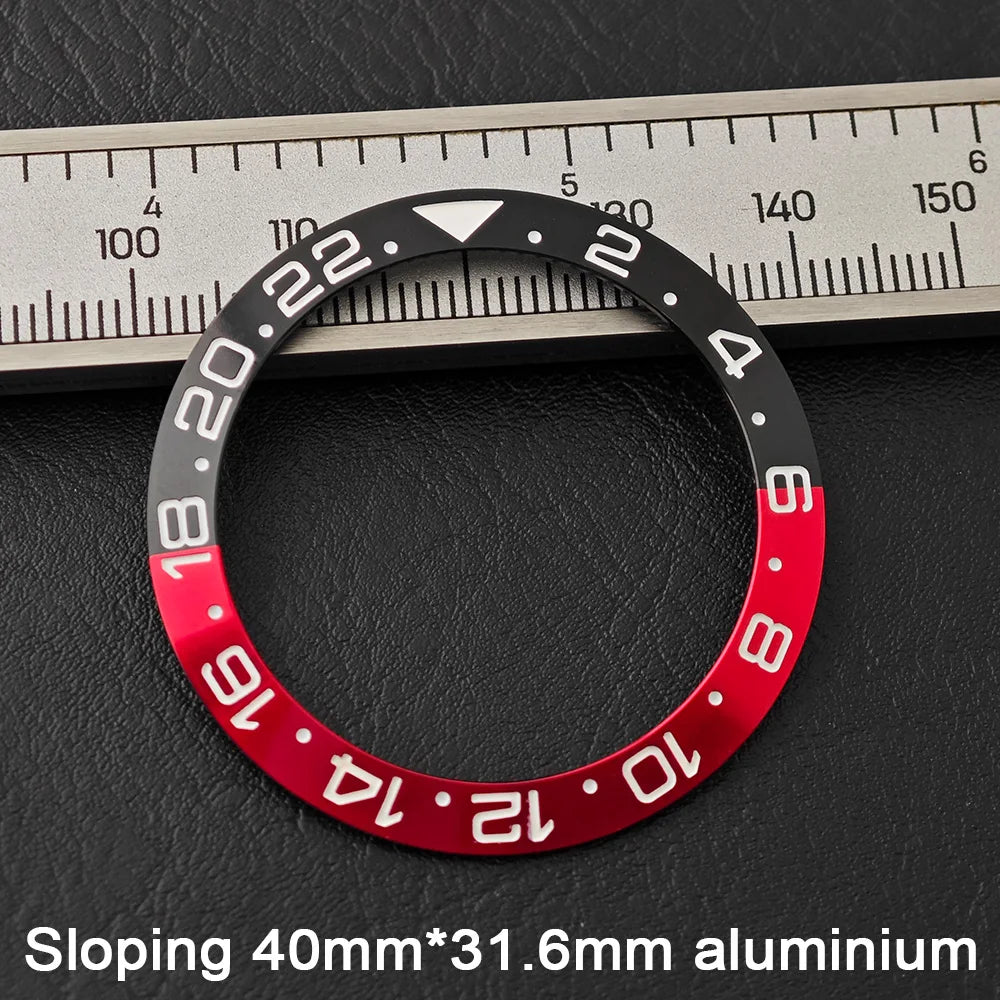40*31.6mm Sloping Blue-Green Luminous Ceramic & Aluminum Bezel Insert for Divers Watches STRAPS