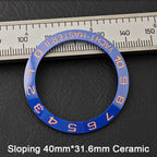 40*31.6mm Sloping Blue-Green Luminous Ceramic & Aluminum Bezel Insert for Divers Watches STRAPS