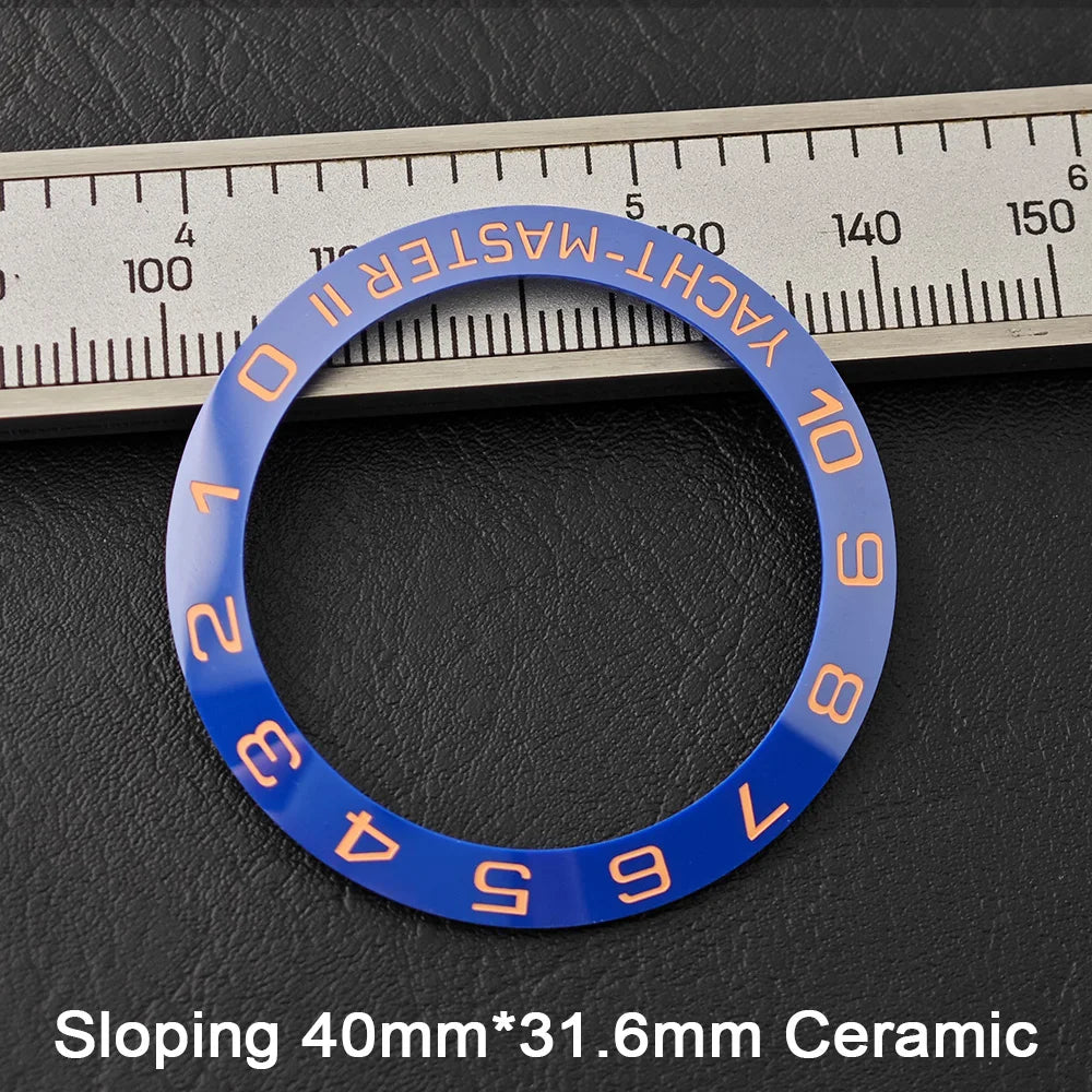 40*31.6mm Sloping Blue-Green Luminous Ceramic & Aluminum Bezel Insert for Divers Watches STRAPS
