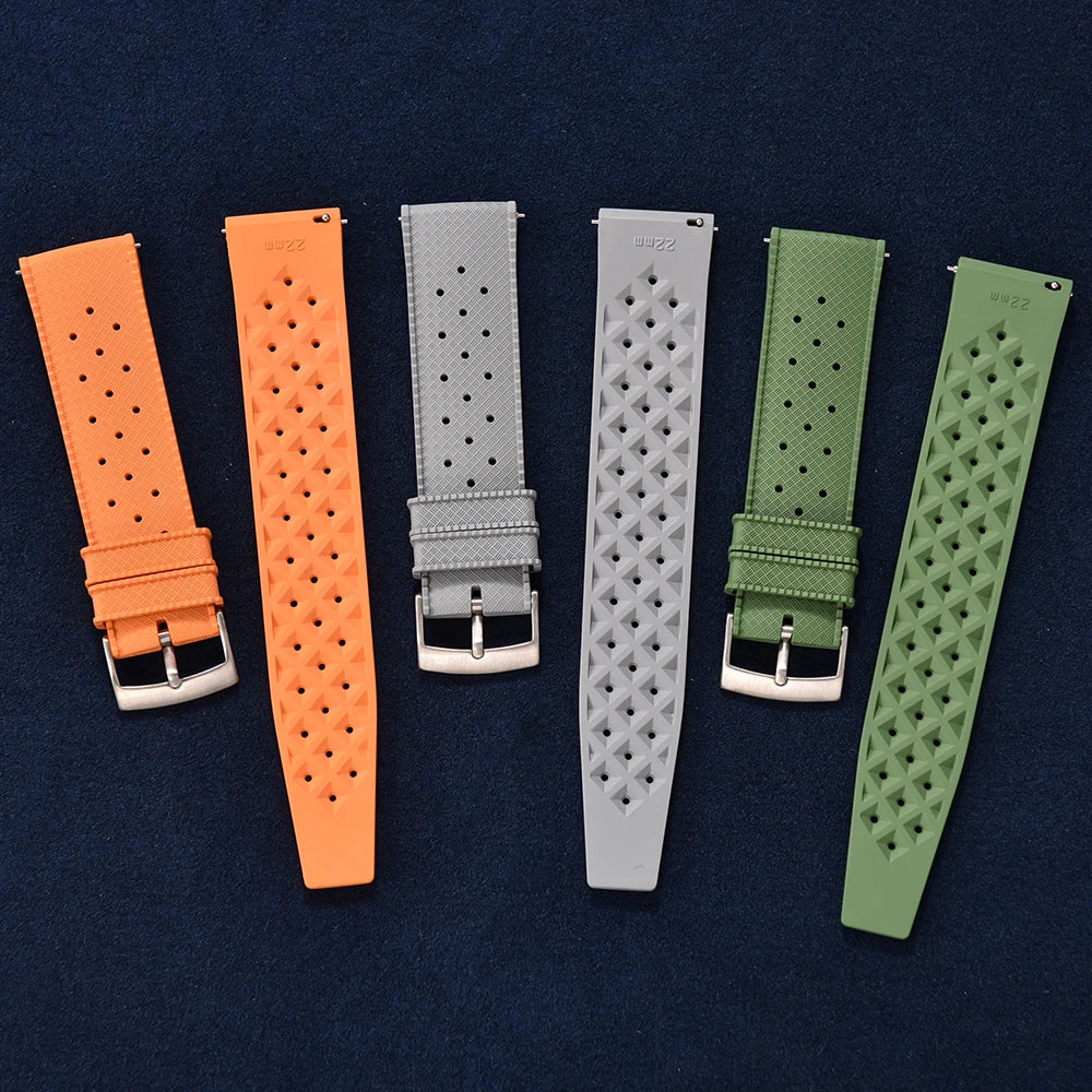 Vintage Tropical FKM Rubber Watch Strap for Seiko SKX007, 62MAS, & Tudor Black Bay STRAPS