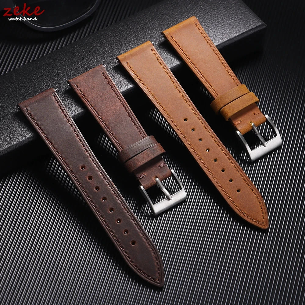 Quick Release Vintage Retro Genuine Leather Watch Band 18mm 20mm 22mm 19mm 21mm 24mm Crazy Horse Men Women Straps Watch Bracelet STRAPS
