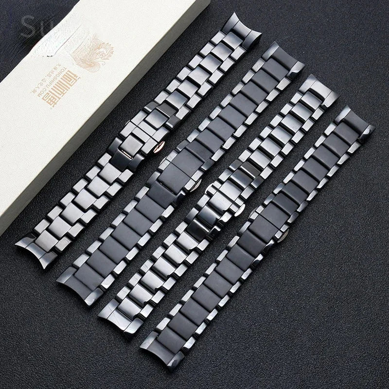 Ceramic Watch Strap for Emporio Armani AR1451 AR1452 AR1400 AR1410 24mm Matte/Bright Black Band