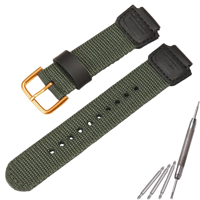 Nylon & Leather Hybrid Strap for Casio DW5600 GA2100 GA110 GA700 AWG-M100 16mm Sports Band STRAPS