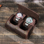 Vintage Leather 2-Slot Watch Roll Case STRAPS