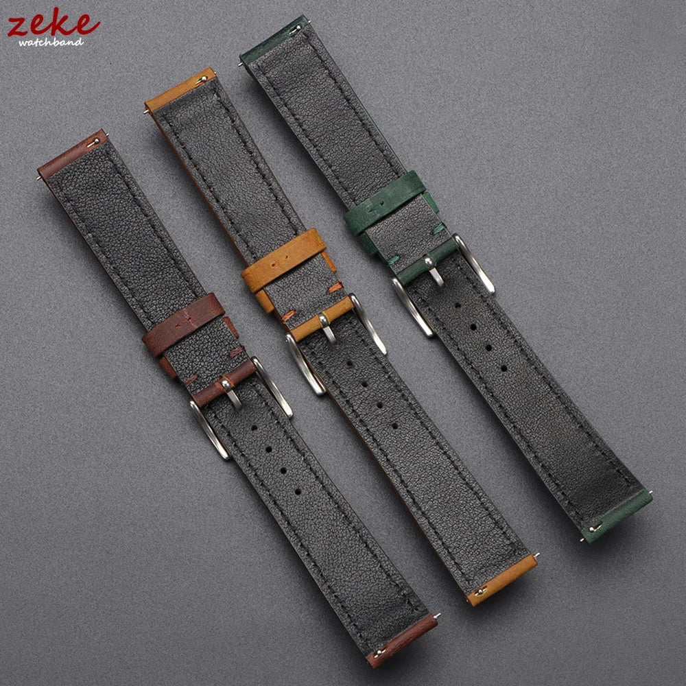 Quick Release Vintage Retro Genuine Leather Watch Band 18mm 20mm 22mm 19mm 21mm 24mm Crazy Horse Men Women Straps Watch Bracelet STRAPS