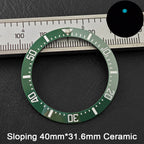 40*31.6mm Sloping Blue-Green Luminous Ceramic & Aluminum Bezel Insert for Divers Watches STRAPS