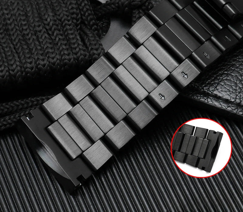 Diesel DZ4318 DZ4323 DZ4283 DZ4309 Solid Stainless Steel Watch Strap | 26mm Glossy Black Arc Interface Bracelet STRAPS