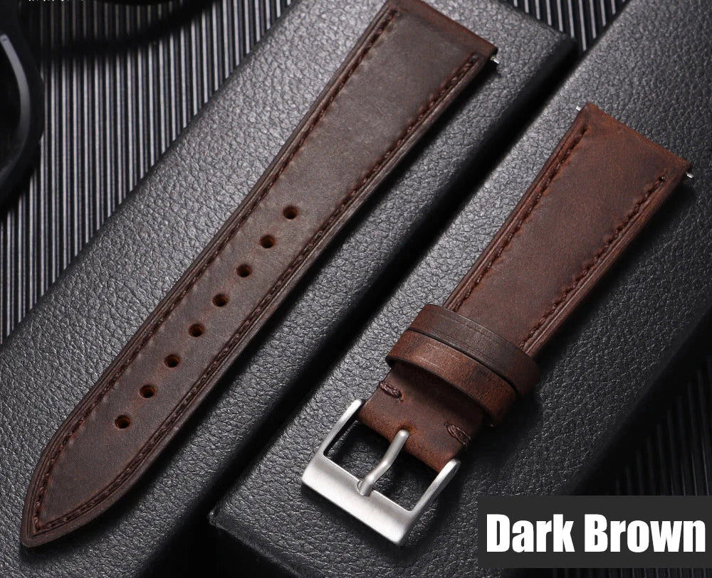 Quick Release Vintage Retro Genuine Leather Watch Band 18mm 20mm 22mm 19mm 21mm 24mm Crazy Horse Men Women Straps Watch Bracelet STRAPS