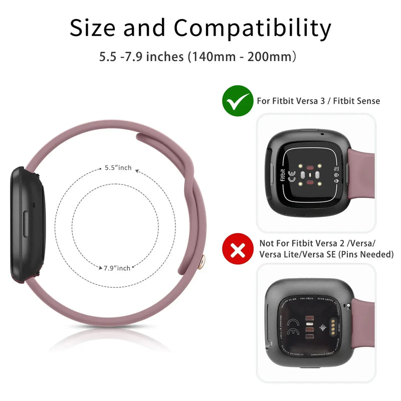 Silicone Sport Watch Band for Fitbit Versa & Sense Series – Comfortable & Durable Strap - STRAPS