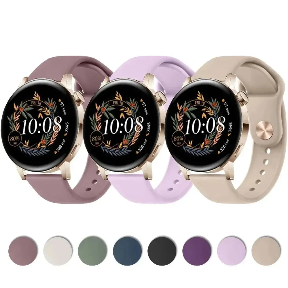 Silicone Watch Band for Huawei Watch GT 3/2/Pro, GT Runner, Watch 3 Pro, Honor 20mm or 22mm - STRAPS