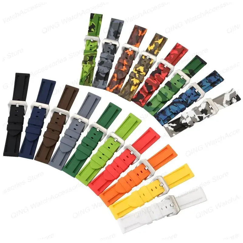 Silicone Watch Strap for Panerai, Omega, Casio – 20mm, 22mm, 24mm, 26mm Band with Metal Pin Buckle STRAPS