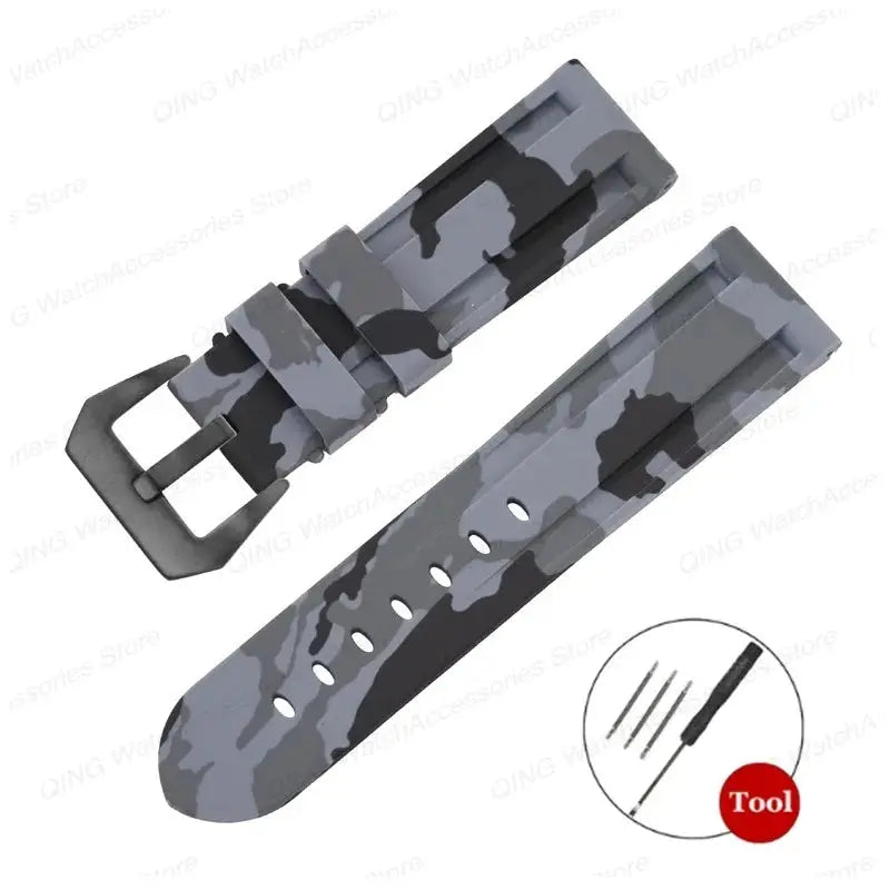 Silicone Watch Strap for Panerai, Omega, Casio – 20mm, 22mm, 24mm, 26mm Band with Metal Pin Buckle STRAPS