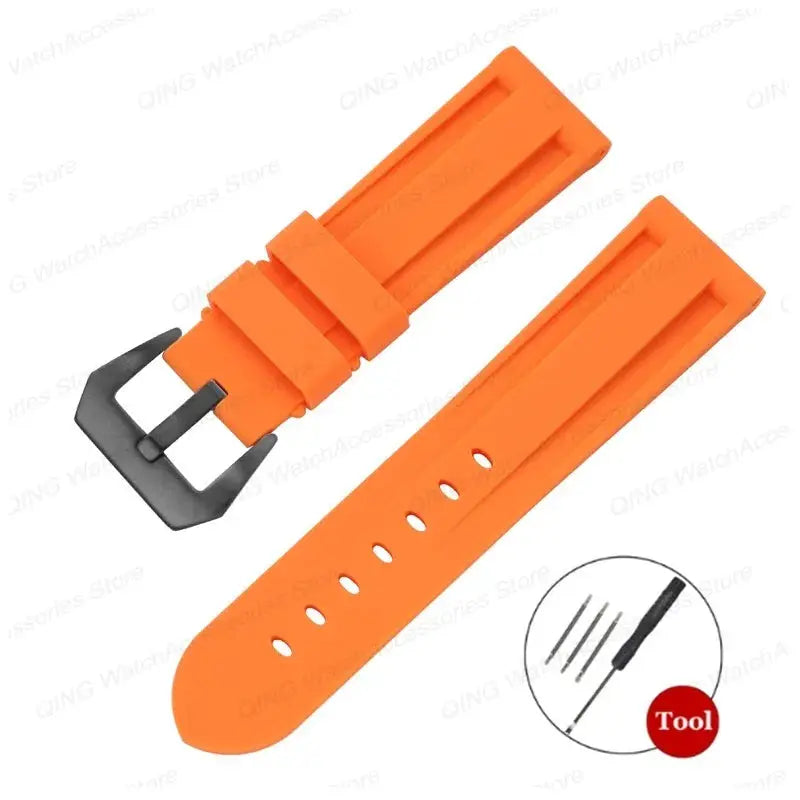 Silicone Watch Strap for Panerai, Omega, Casio – 20mm, 22mm, 24mm, 26mm Band with Metal Pin Buckle STRAPS