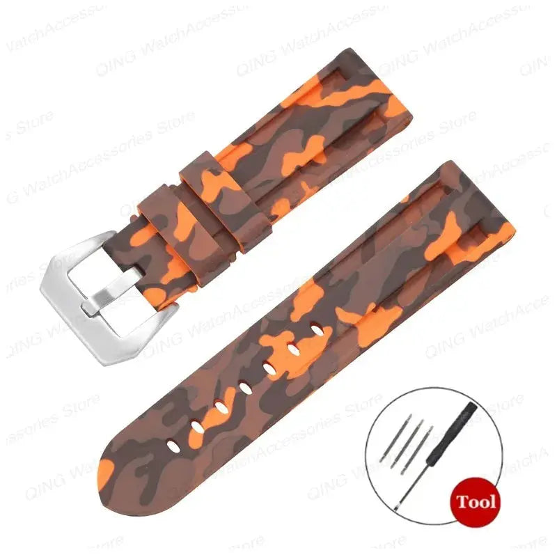 Silicone Watch Strap for Panerai, Omega, Casio – 20mm, 22mm, 24mm, 26mm Band with Metal Pin Buckle STRAPS