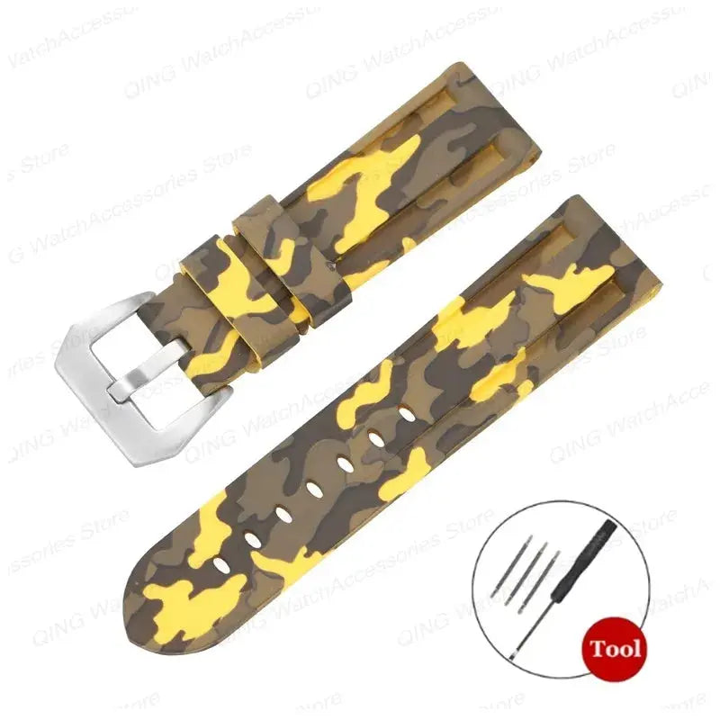Silicone Watch Strap for Panerai, Omega, Casio – 20mm, 22mm, 24mm, 26mm Band with Metal Pin Buckle STRAPS