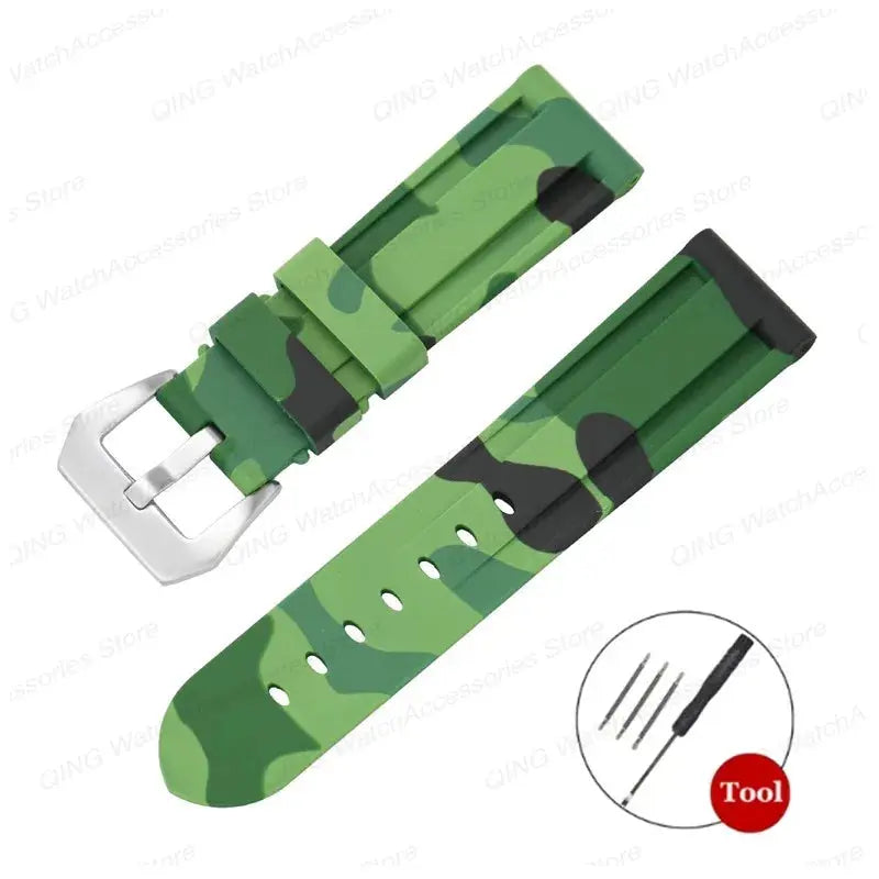 Silicone Watch Strap for Panerai, Omega, Casio – 20mm, 22mm, 24mm, 26mm Band with Metal Pin Buckle STRAPS