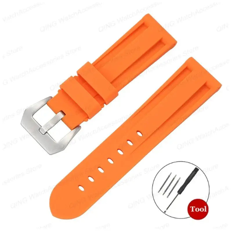 Silicone Watch Strap for Panerai, Omega, Casio – 20mm, 22mm, 24mm, 26mm Band with Metal Pin Buckle STRAPS