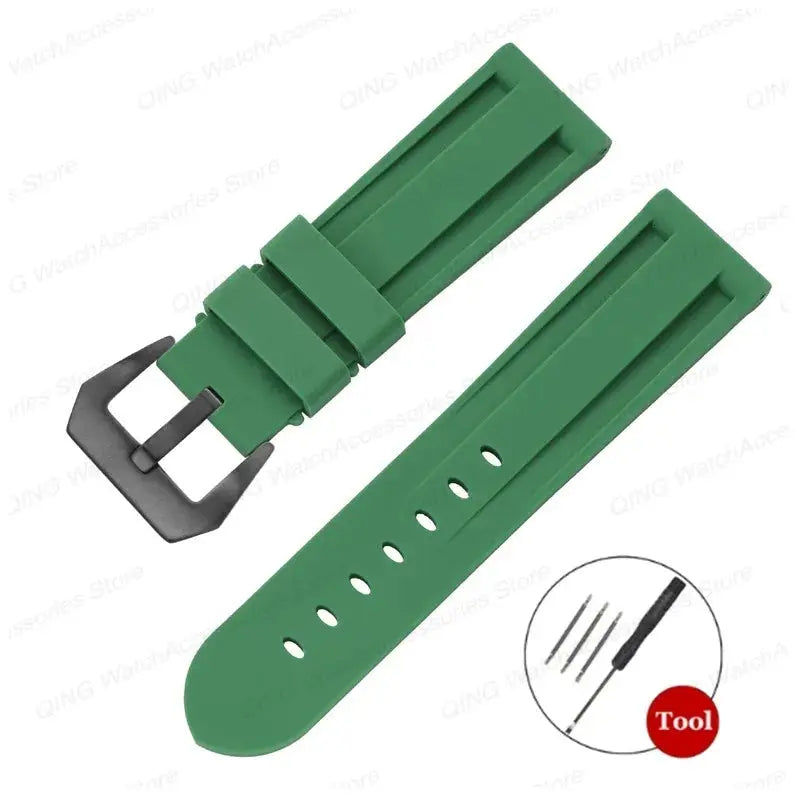 Silicone Watch Strap for Panerai, Omega, Casio – 20mm, 22mm, 24mm, 26mm Band with Metal Pin Buckle STRAPS