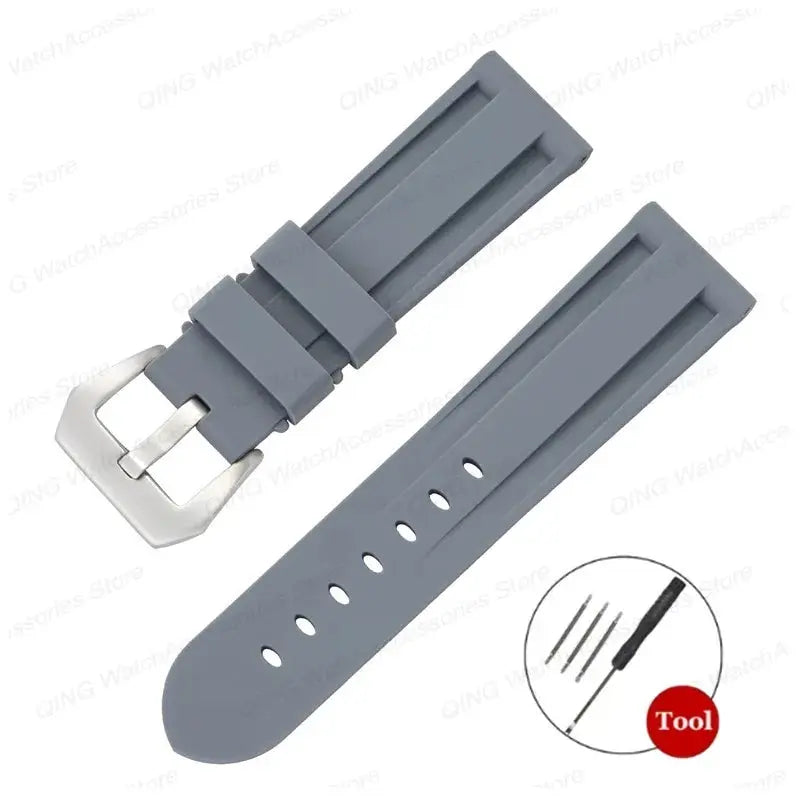 Silicone Watch Strap for Panerai, Omega, Casio – 20mm, 22mm, 24mm, 26mm Band with Metal Pin Buckle STRAPS