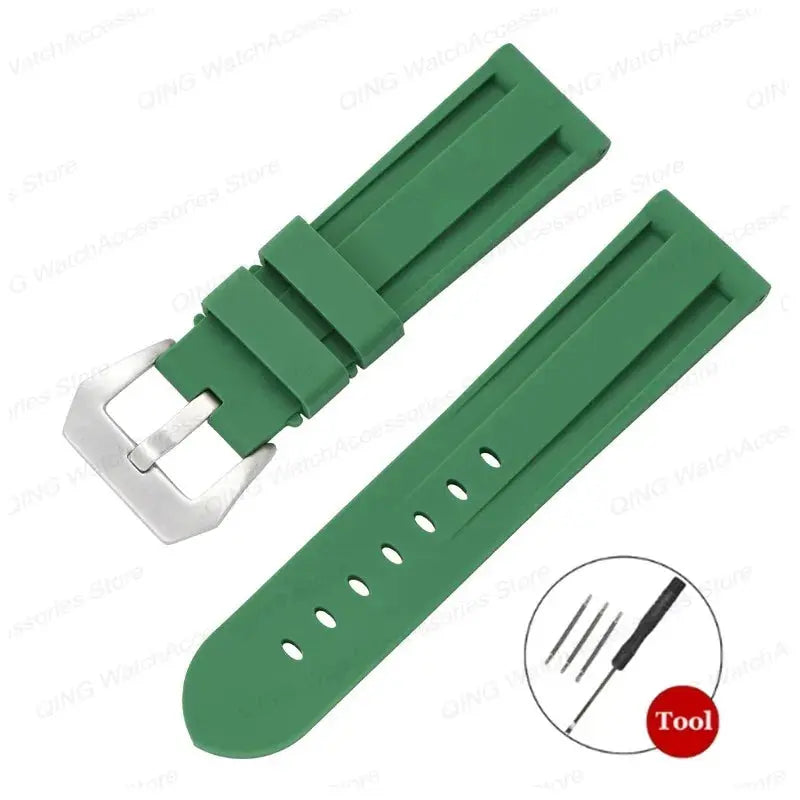 Silicone Watch Strap for Panerai, Omega, Casio – 20mm, 22mm, 24mm, 26mm Band with Metal Pin Buckle STRAPS