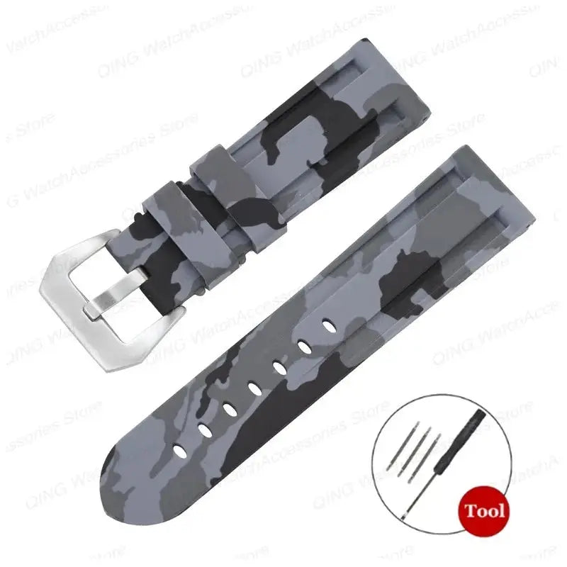 Silicone Watch Strap for Panerai, Omega, Casio – 20mm, 22mm, 24mm, 26mm Band with Metal Pin Buckle STRAPS
