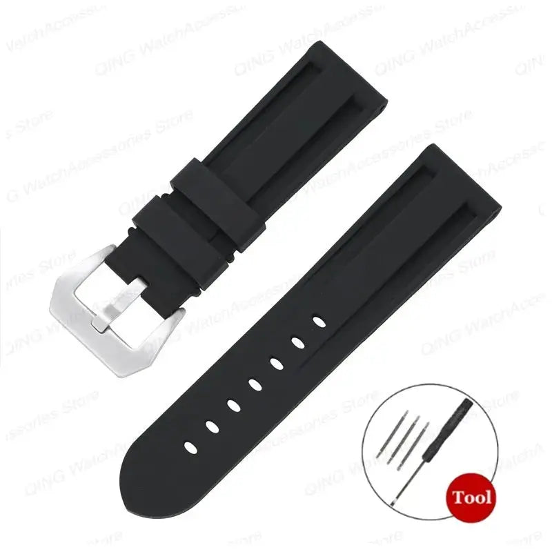 Silicone Watch Strap for Panerai, Omega, Casio – 20mm, 22mm, 24mm, 26mm Band with Metal Pin Buckle STRAPS