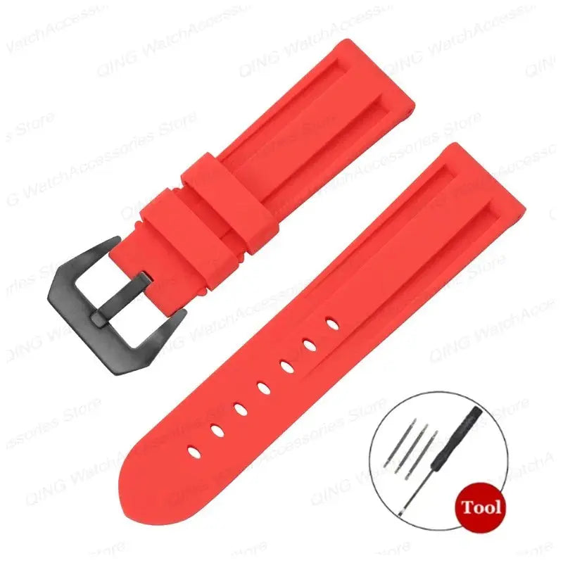 Silicone Watch Strap for Panerai, Omega, Casio – 20mm, 22mm, 24mm, 26mm Band with Metal Pin Buckle STRAPS