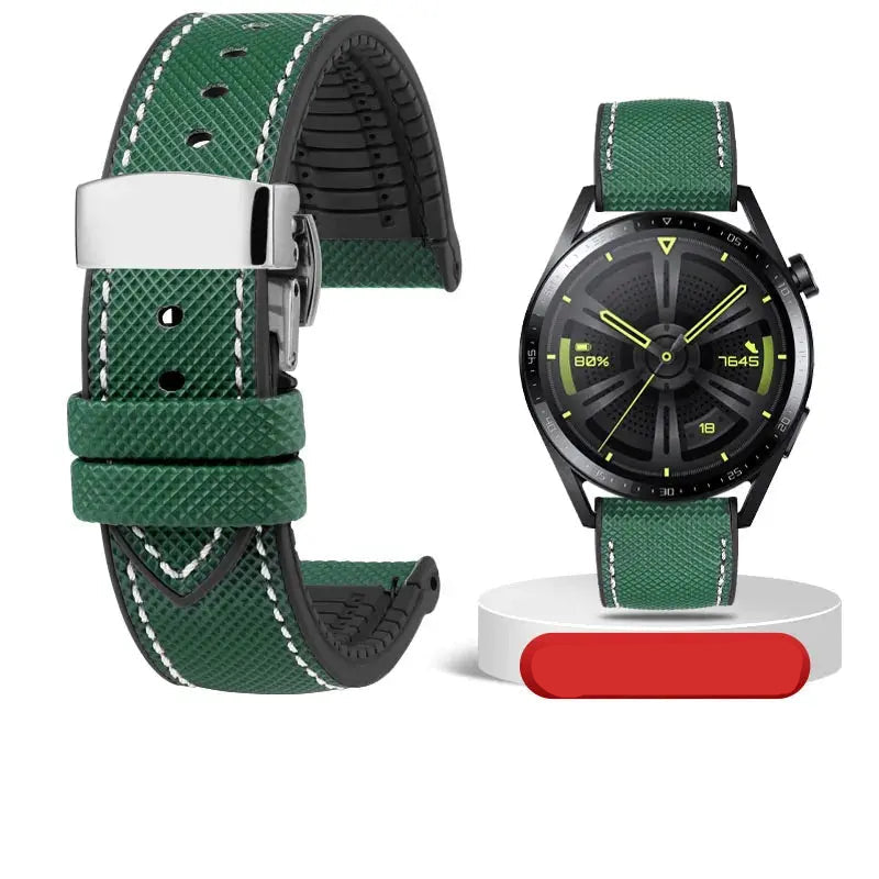 Soft Nylon Fluoro Rubber Watchband for Breitling, Citizen, Tissot, Omega – 20mm, 22mm, 23mm, 24mm STRAPS