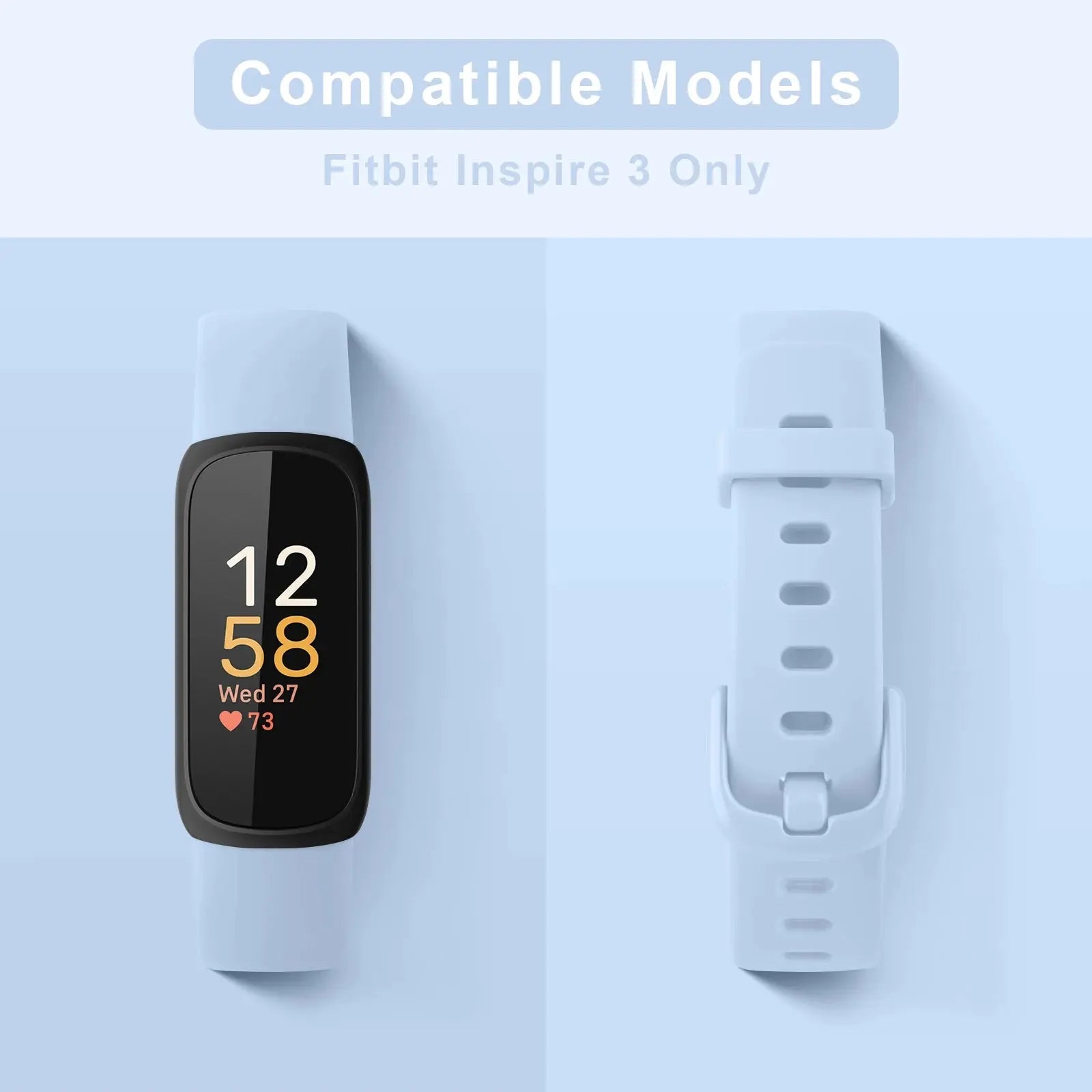 Soft Silicone Strap for Fitbit Inspire 3 – Adjustable Sport Replacement Wristband TOBFIT