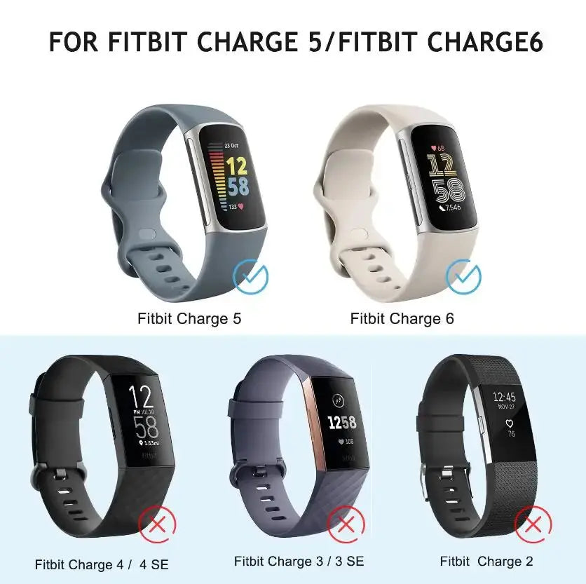 Soft TPU Strap for Fitbit Charge 5 & 6 – Adjustable Replacement Wristband for Fitbit Charge 5/6 TOBFIT