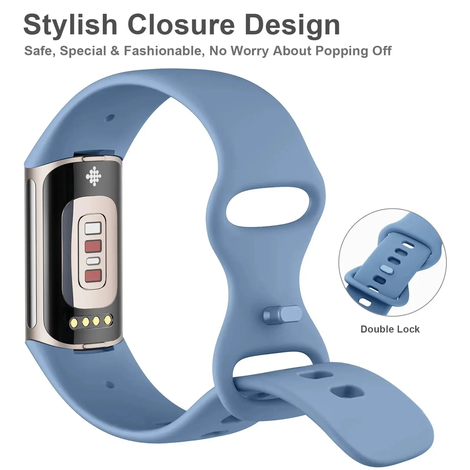 Soft TPU Strap for Fitbit Charge 5 & 6 – Adjustable Replacement Wristband for Fitbit Charge 5/6 TOBFIT