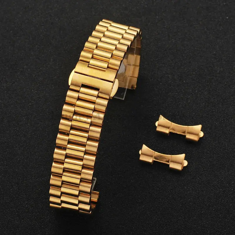 Solid Stainless Steel Watch Band 12-22mm Curved Arc Link Bracelet - STRAPS