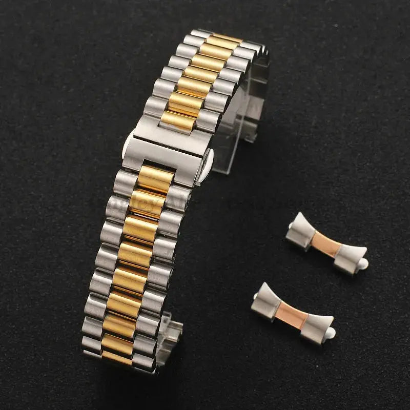 Solid Stainless Steel Watch Band 12-22mm Curved Arc Link Bracelet - STRAPS